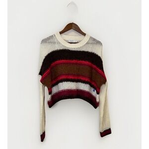 Arizona Jeans Co Sz M Women's Striped Knit Sweater Cropped Colorblock Cozy Fall